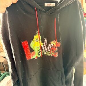 Hanes Black Hoodie with Grinch Graphic